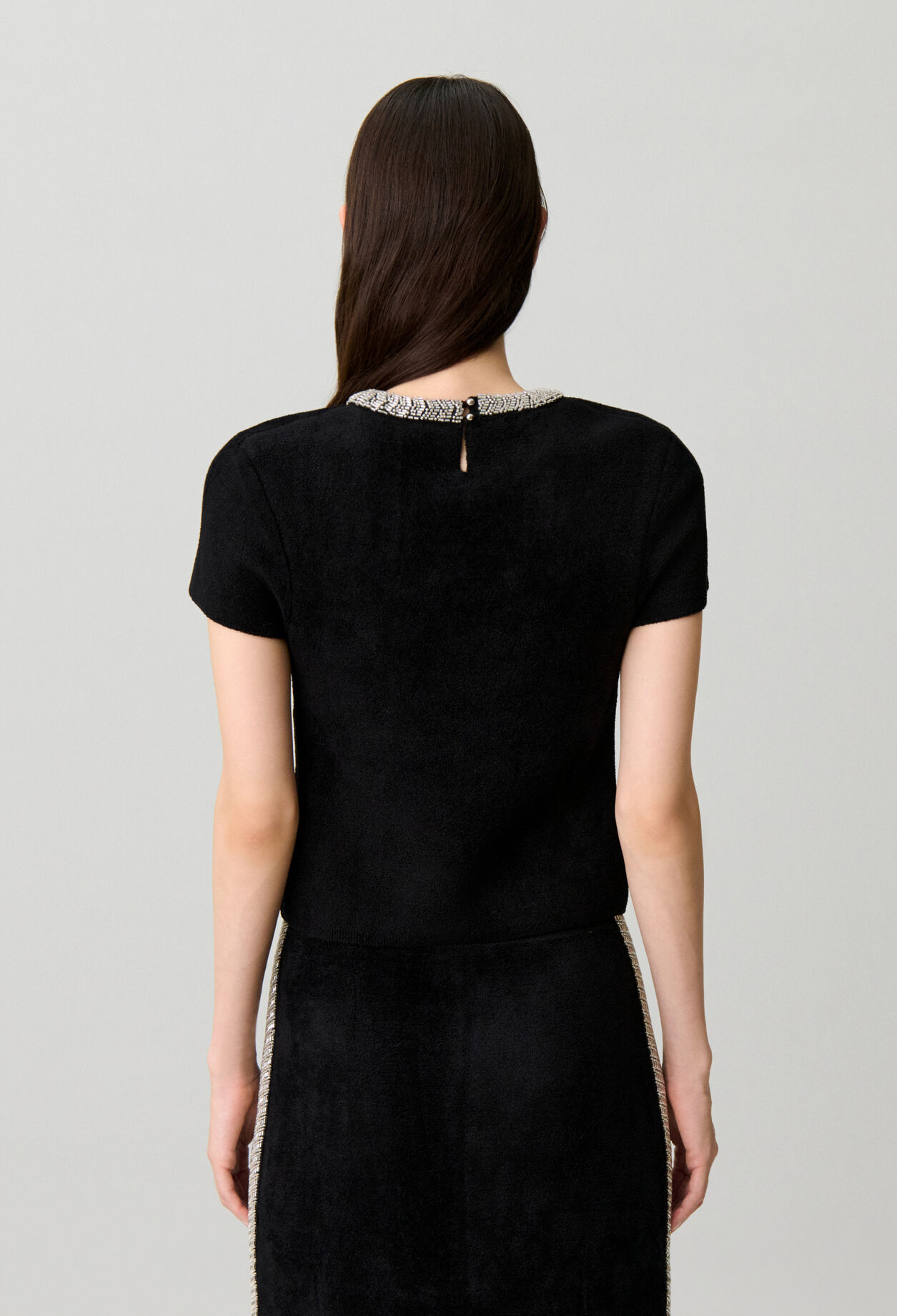 Top court maille effet velours
