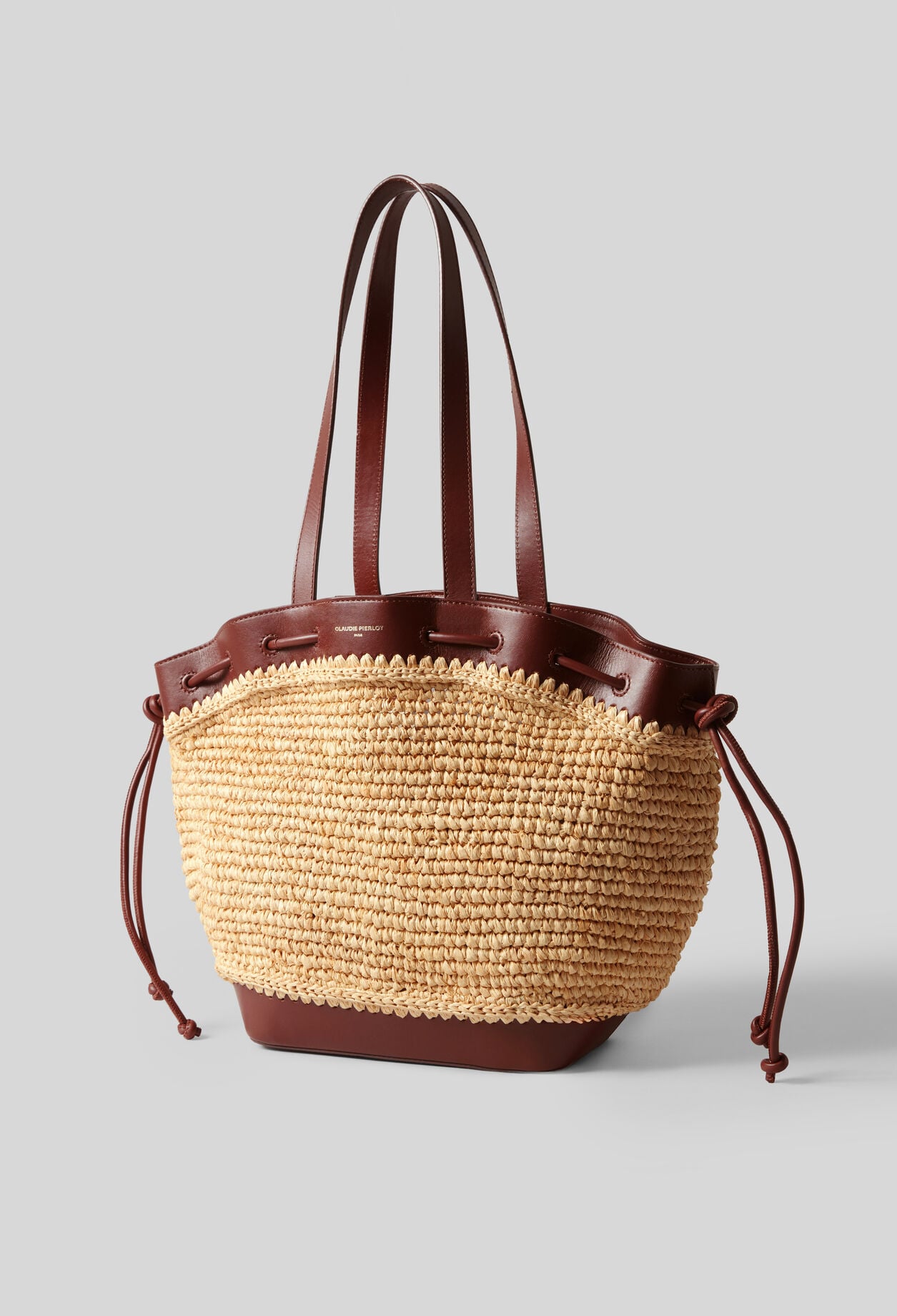 Panier raphia cuir