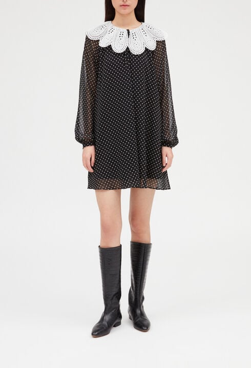 Robe courte Rifi large col imprimé pois