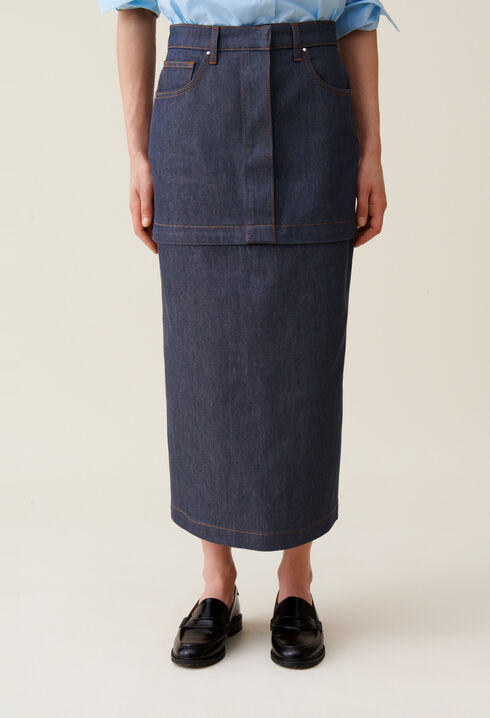 Jupe denim zipp&eacute;e modulable