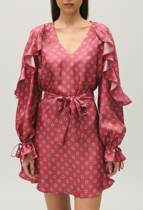 Robe courte satinée imprimée