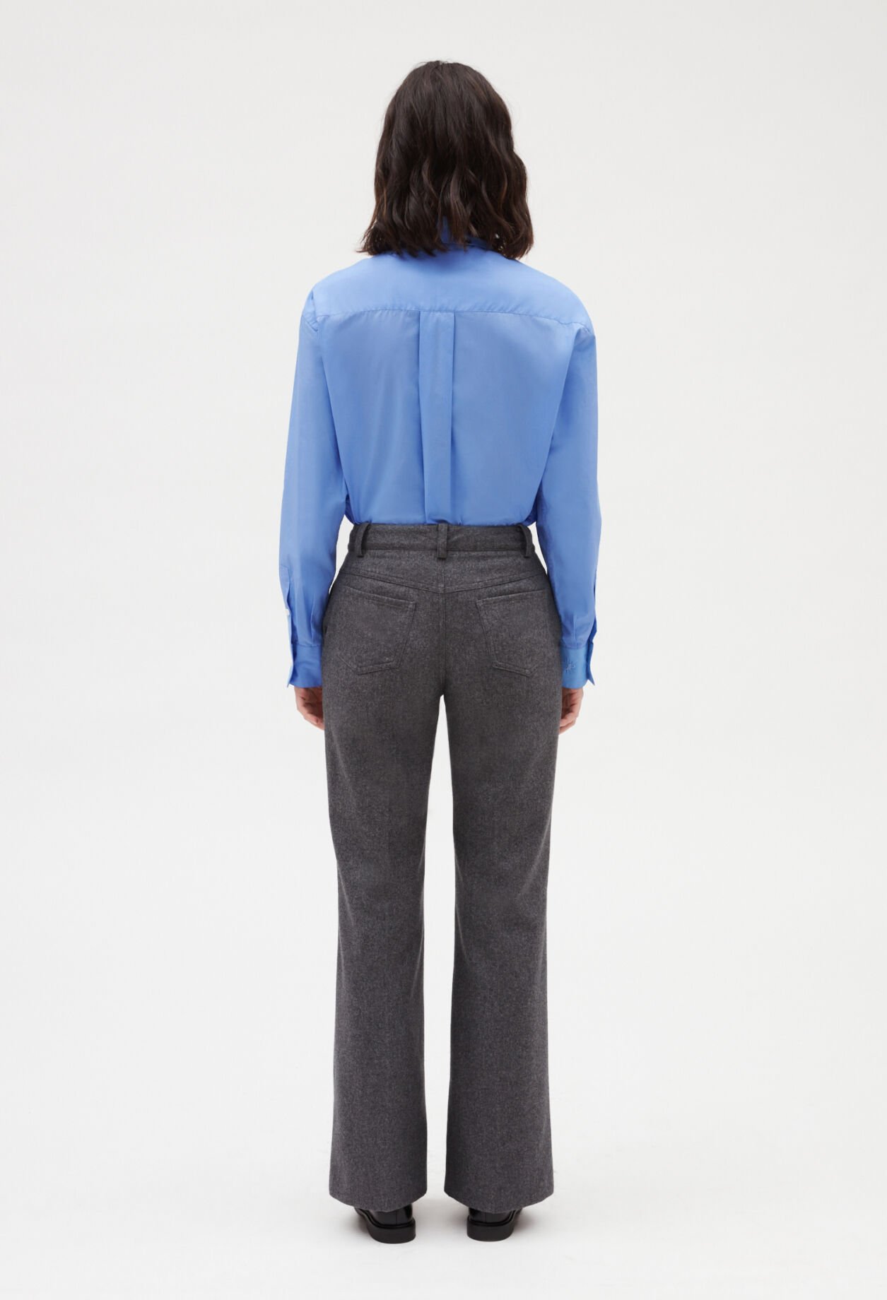 Pantalon flare gris chiné