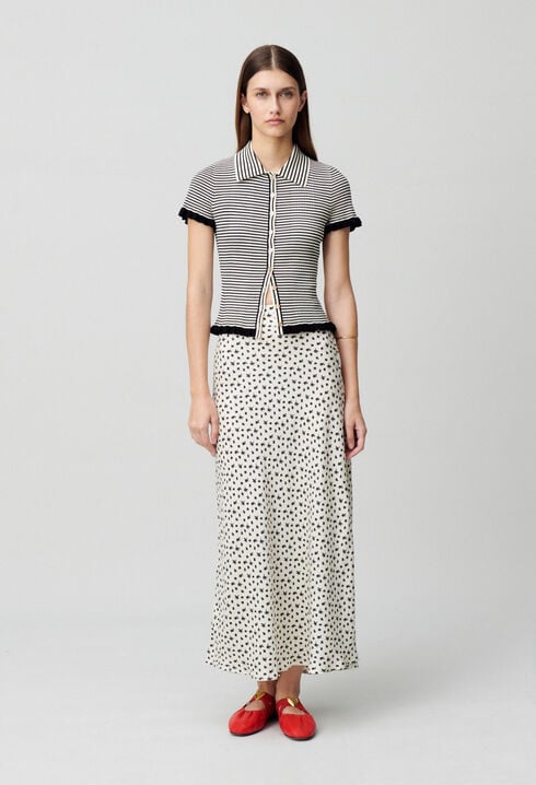 Top polo rayures boutonné