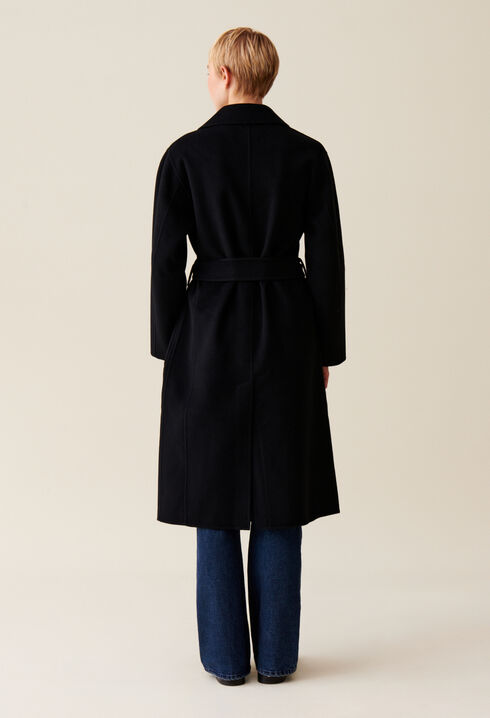 Manteau long ceinturé noir