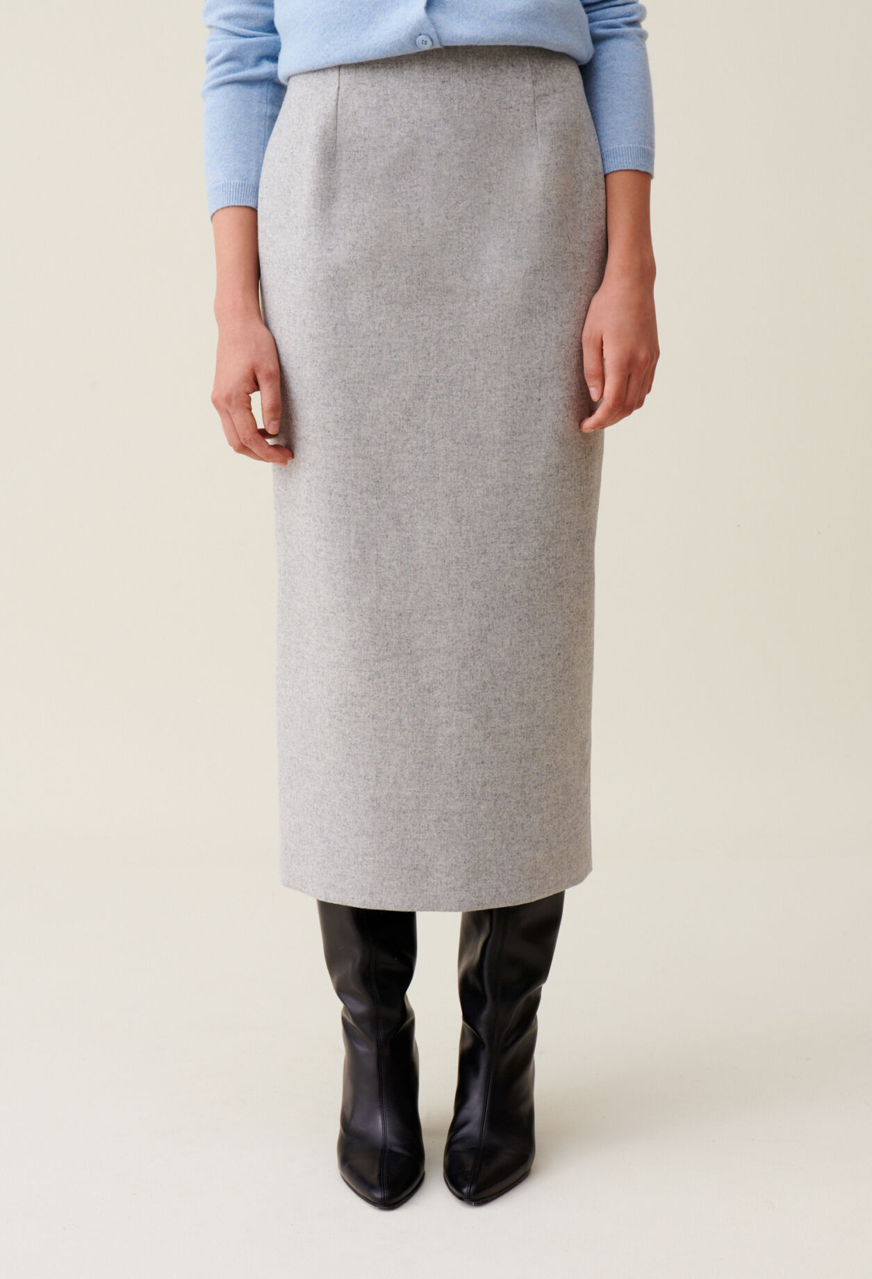 Jupe crayon taille haute gris clair pour femme Claudie Pierlot