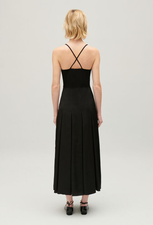 Robe midi dos croisé noire