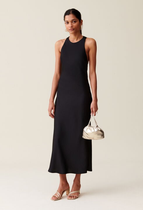 Robe longue satinée