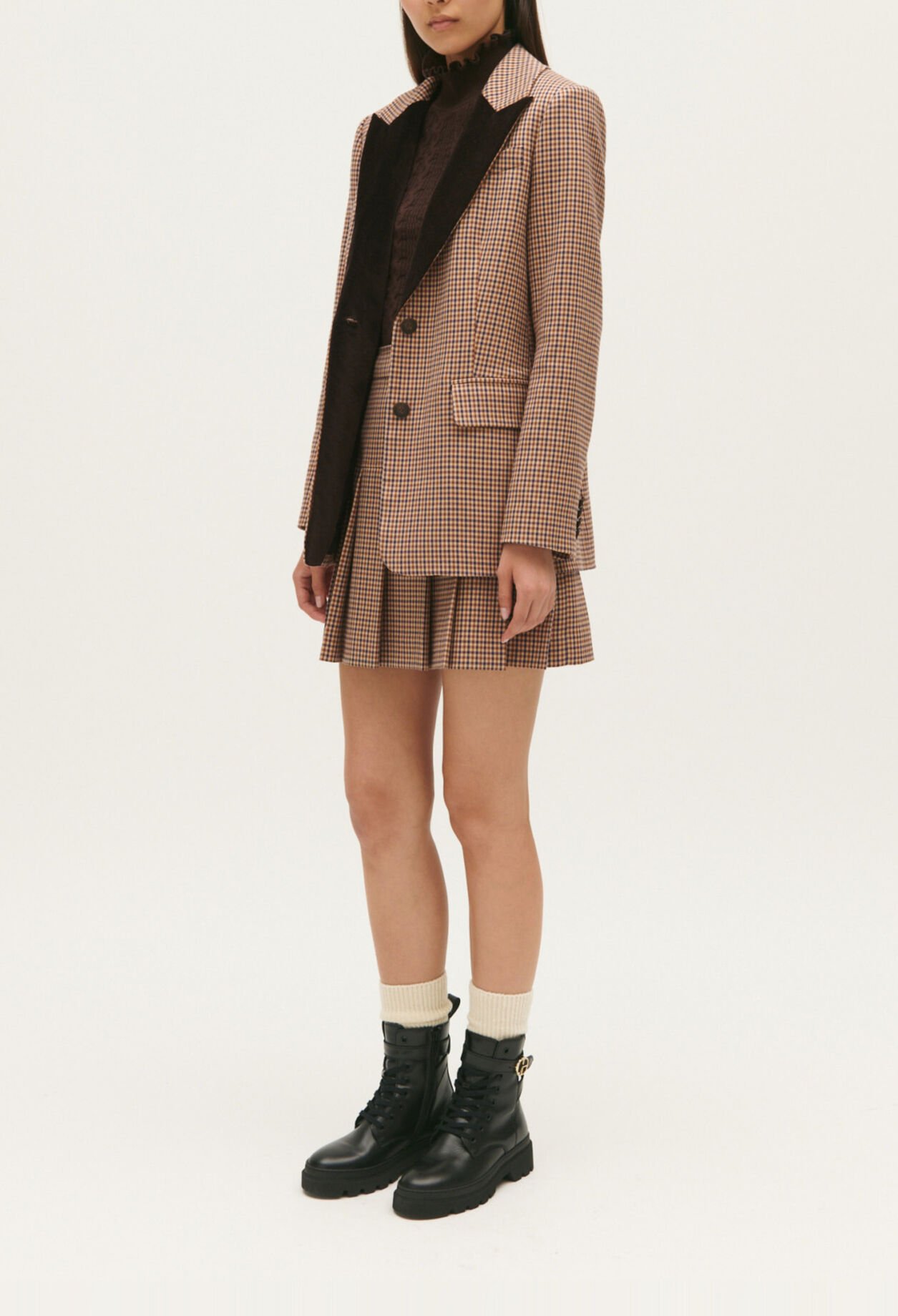 Veste tailleur imprimé carreaux