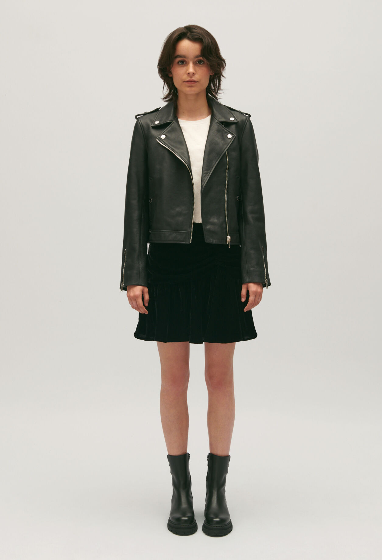 Veste cuir graine noir pour femme Claudie Pierlot