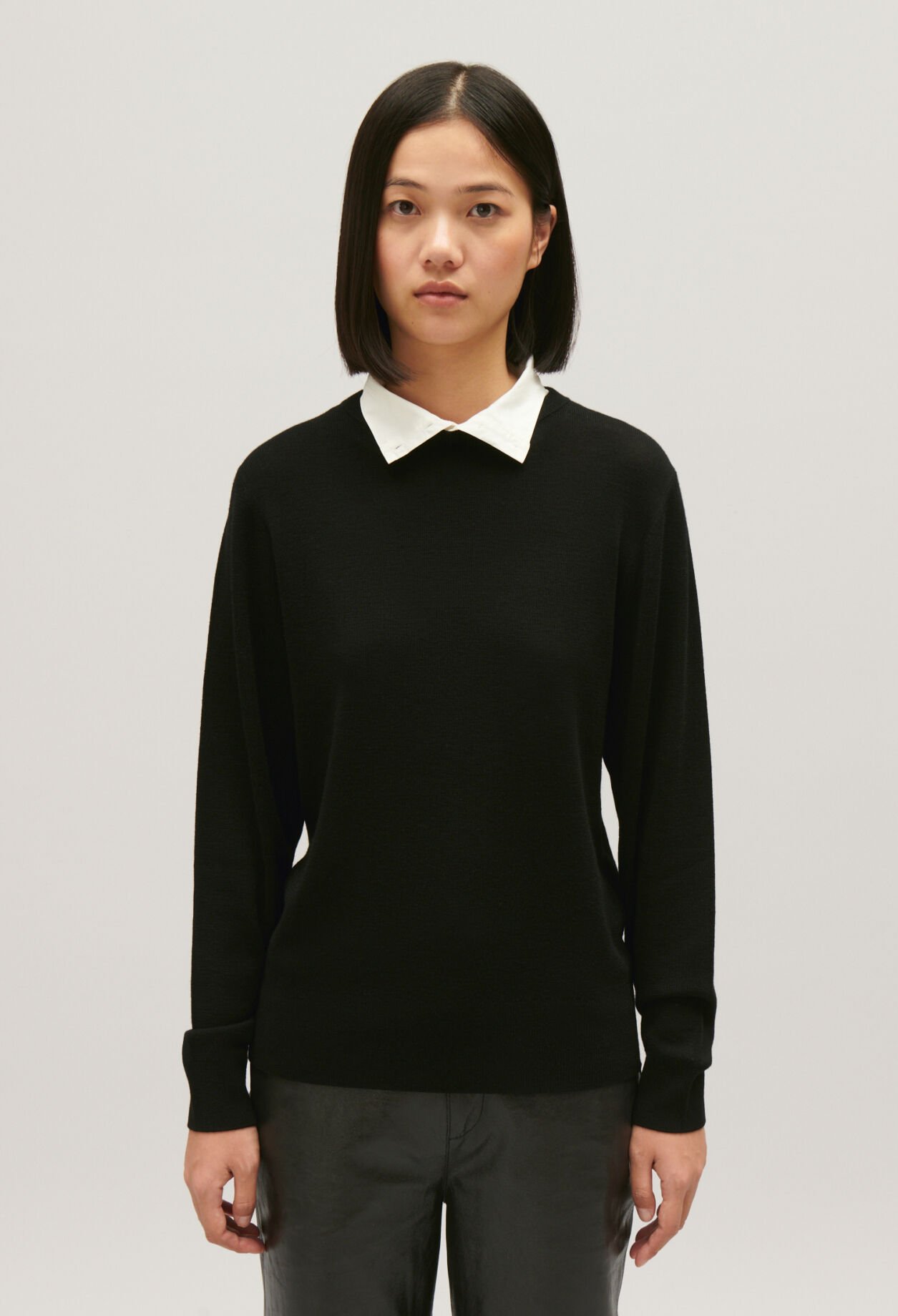 Pull laine col montant noir