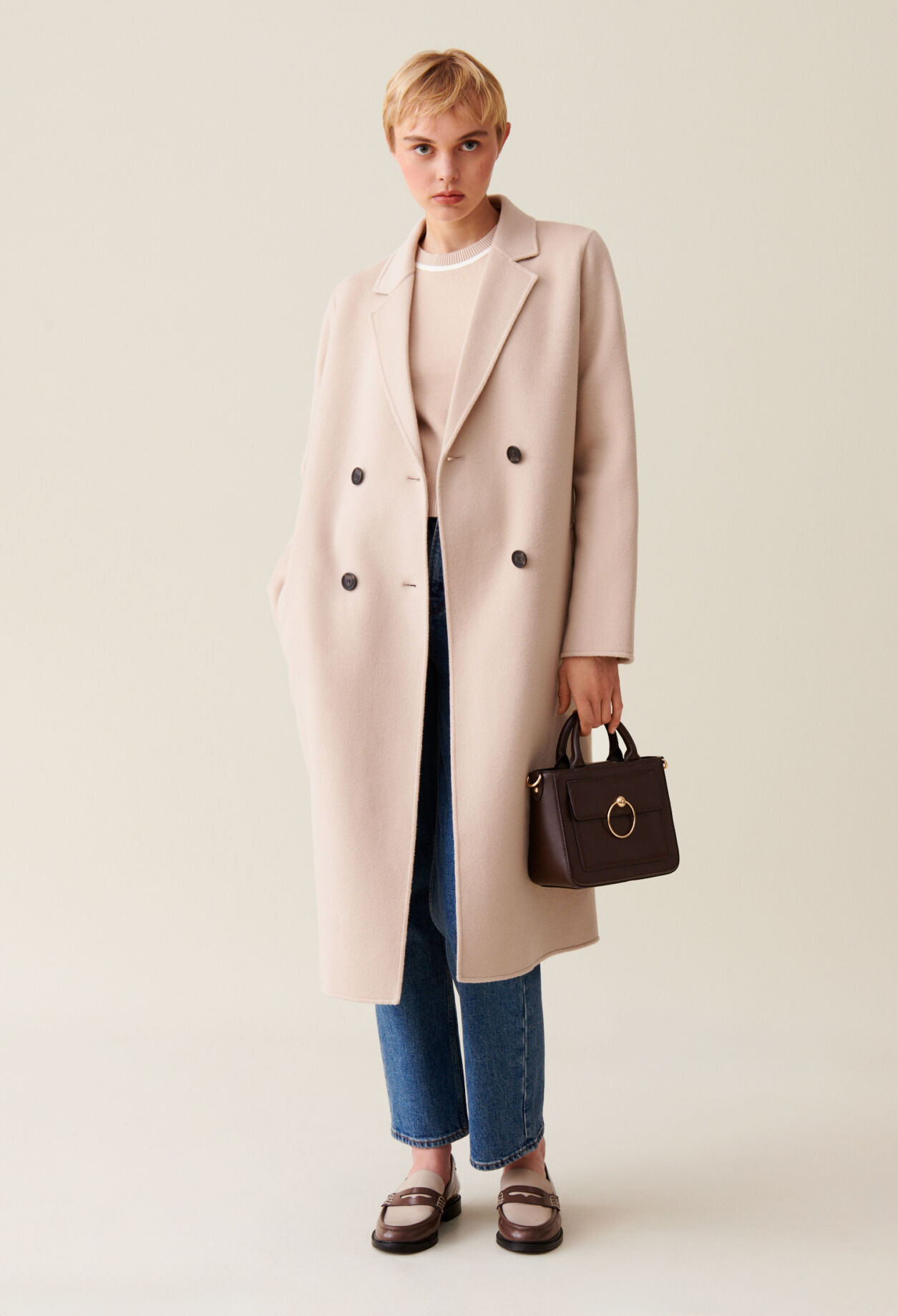 Long manteau en laine hot sale
