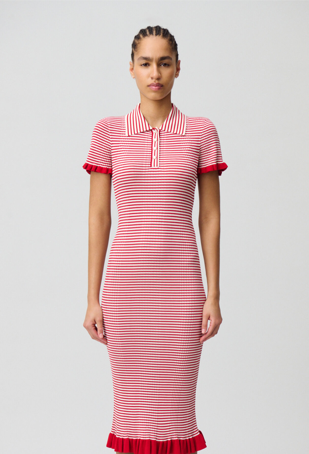 Robe longue maille fine rayée