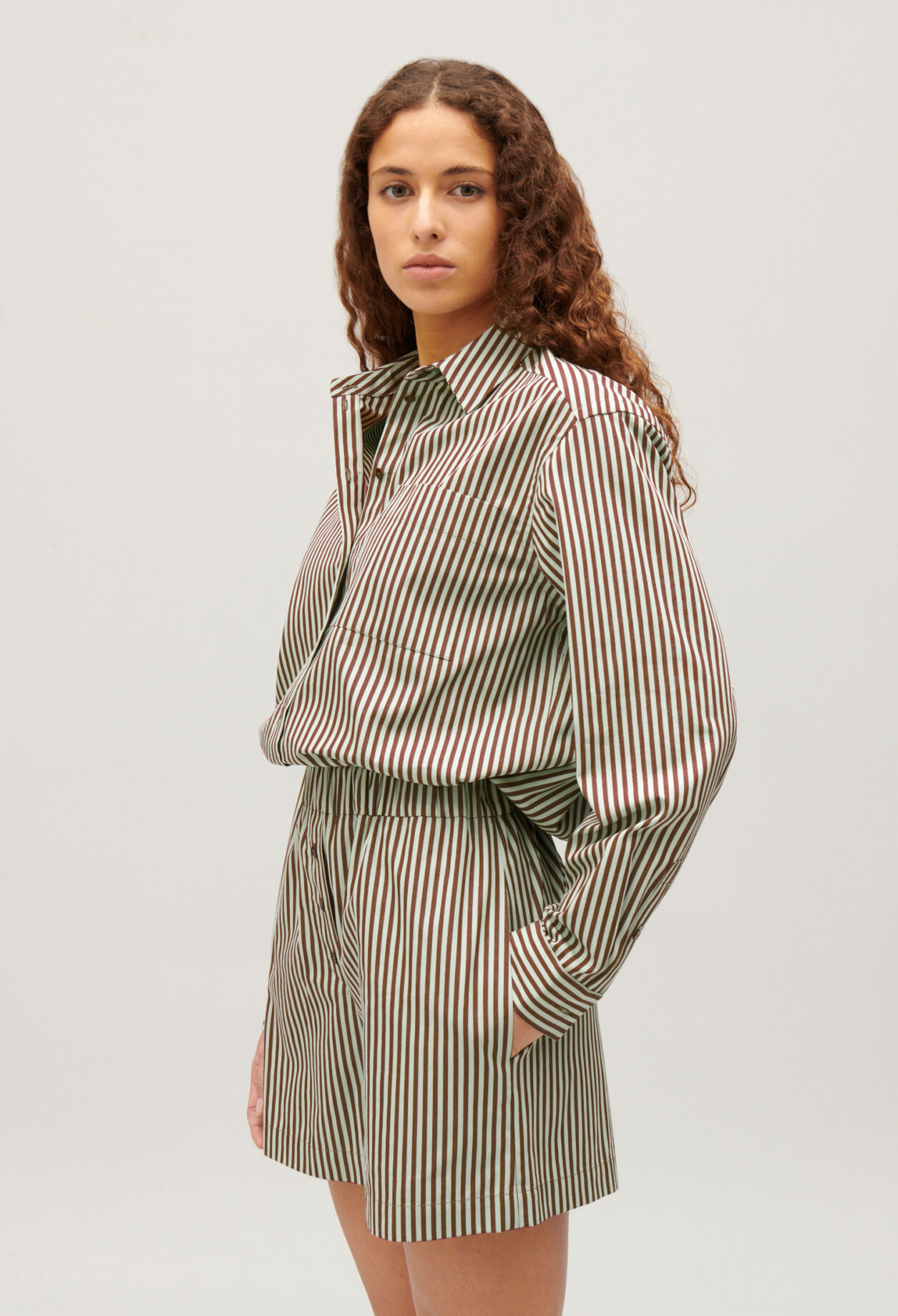 Chemise rayée verte femme online