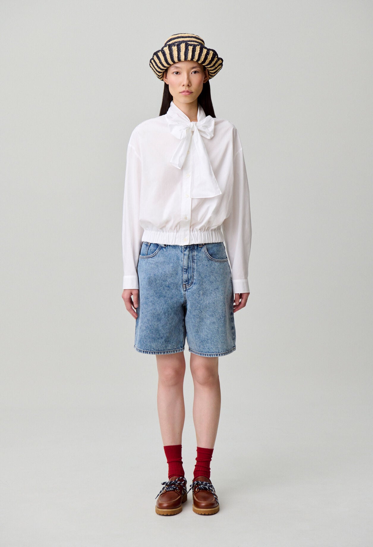 Chemise popeline col lavalli&egrave;re