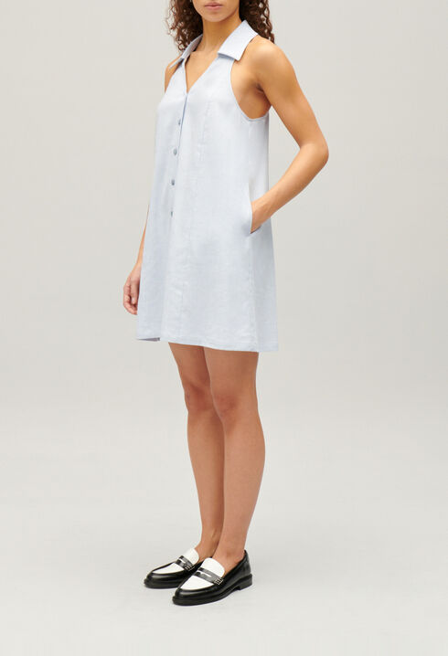 Robe courte babydoll boutonn&eacute;e