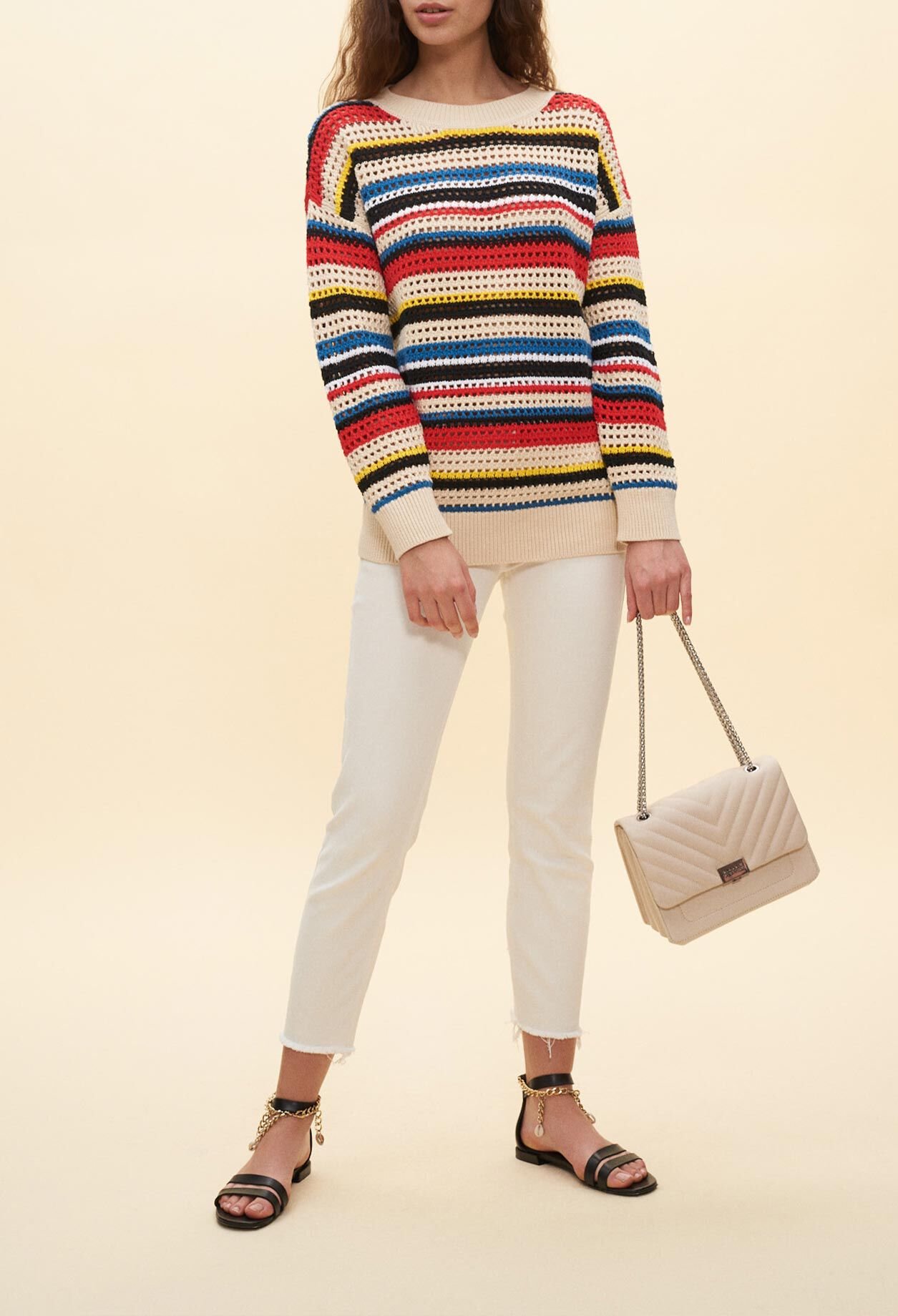Pull rayé ajouré