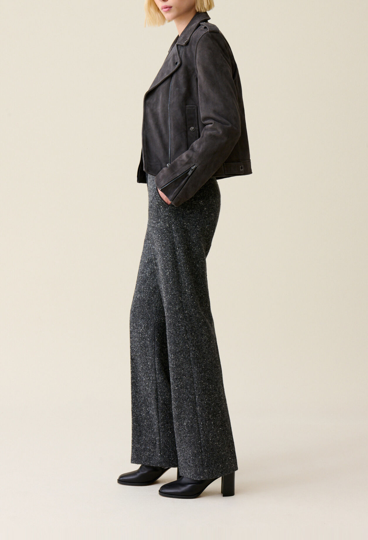 Veste perfecto cuir su&egrave;de