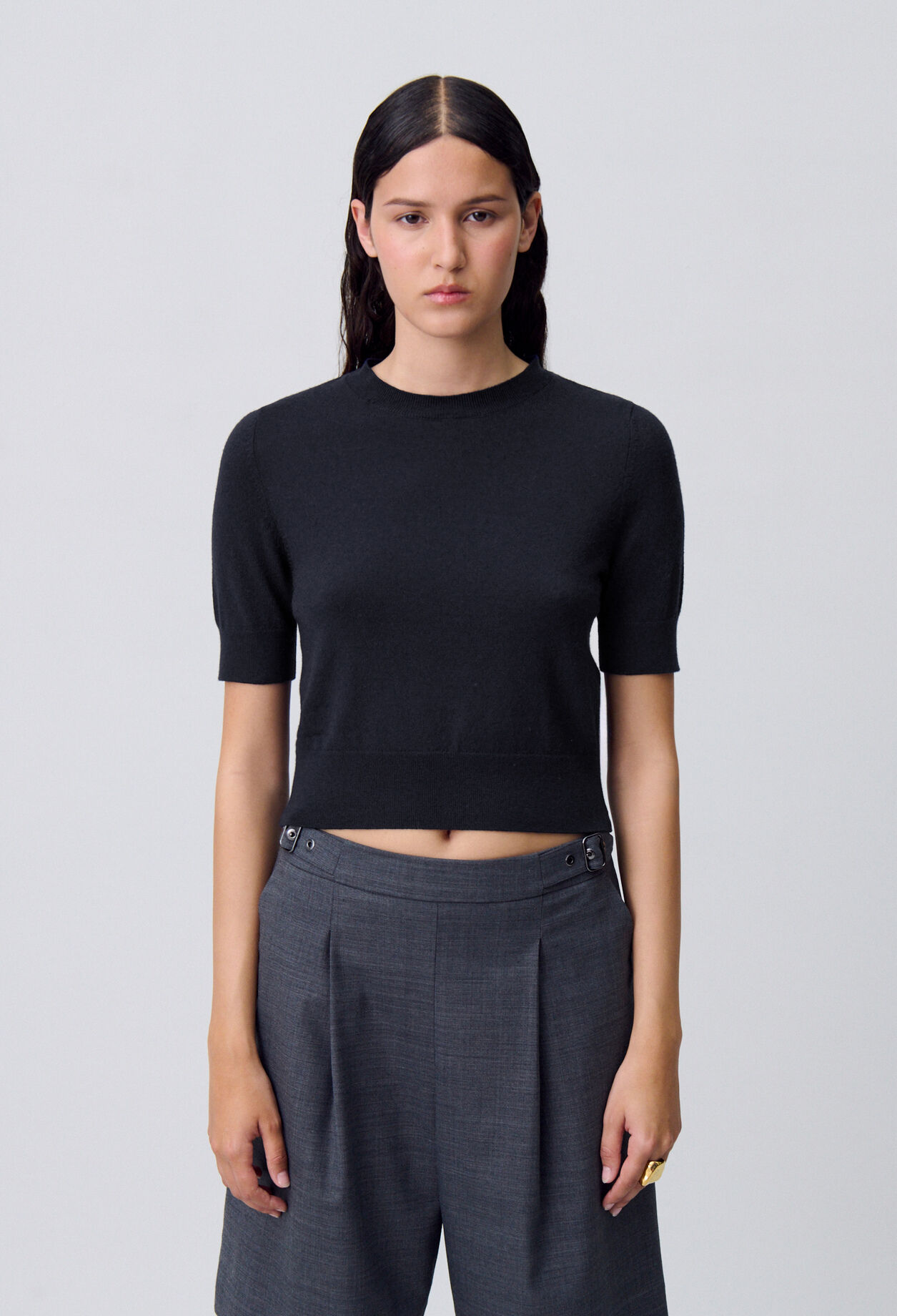 Top maille fine col