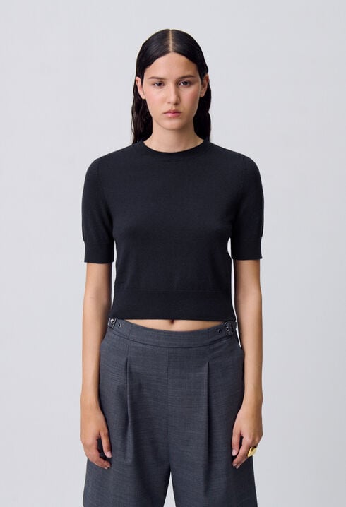 Top maille fine col
