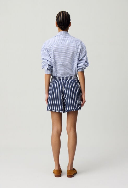 Short rayé large volanté