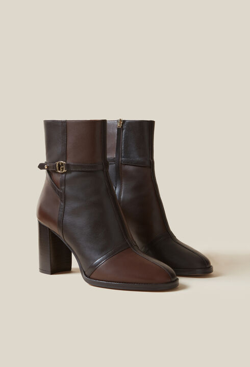 Bottines cuir vernis patchwork
