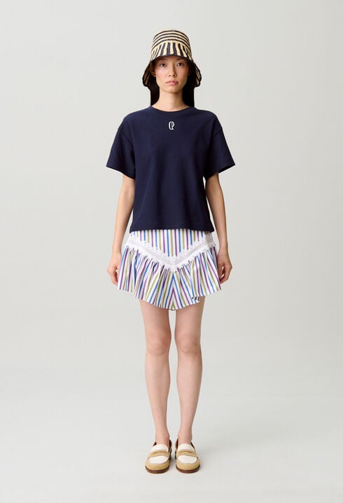 Jupe ray&eacute;e courte