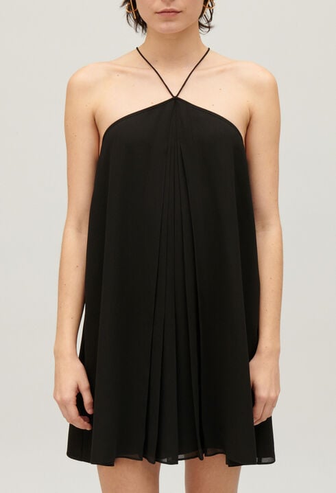 Robe courte plissée noire