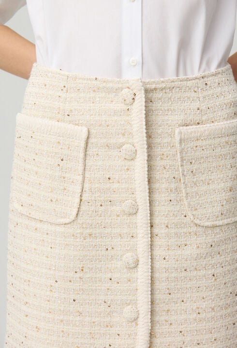 Jupe courte tweed boutonnée