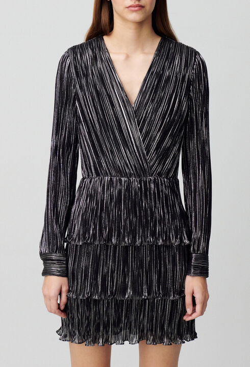 Robe argent&eacute;e courte &agrave; volants