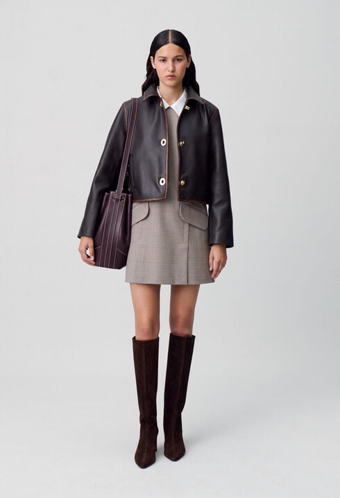 Veste courte cuir vieilli