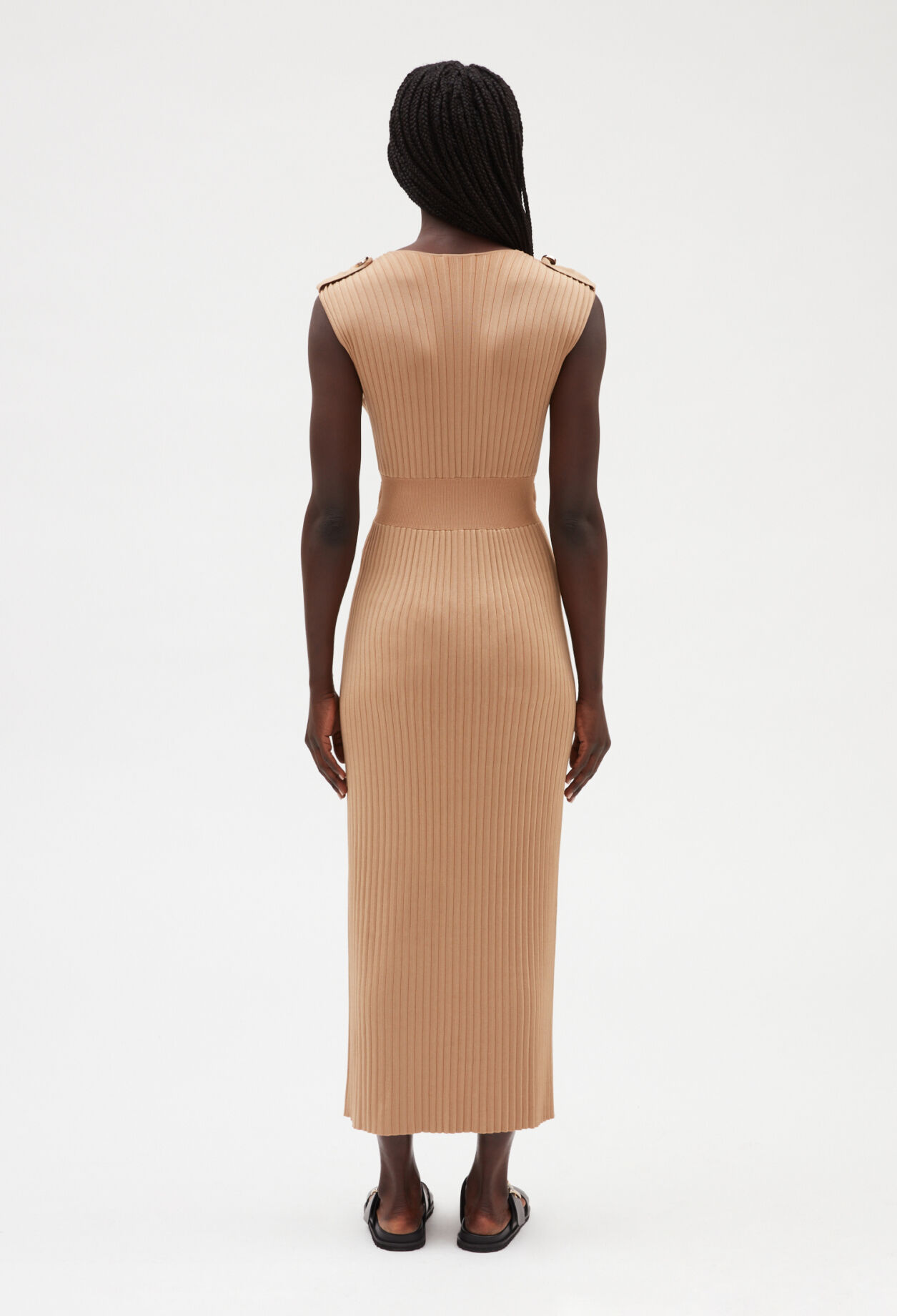 Robe longue maille beige