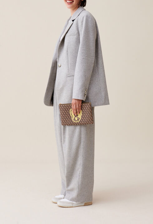 Veste tailleur gris laine m&eacute;lang&eacute;e