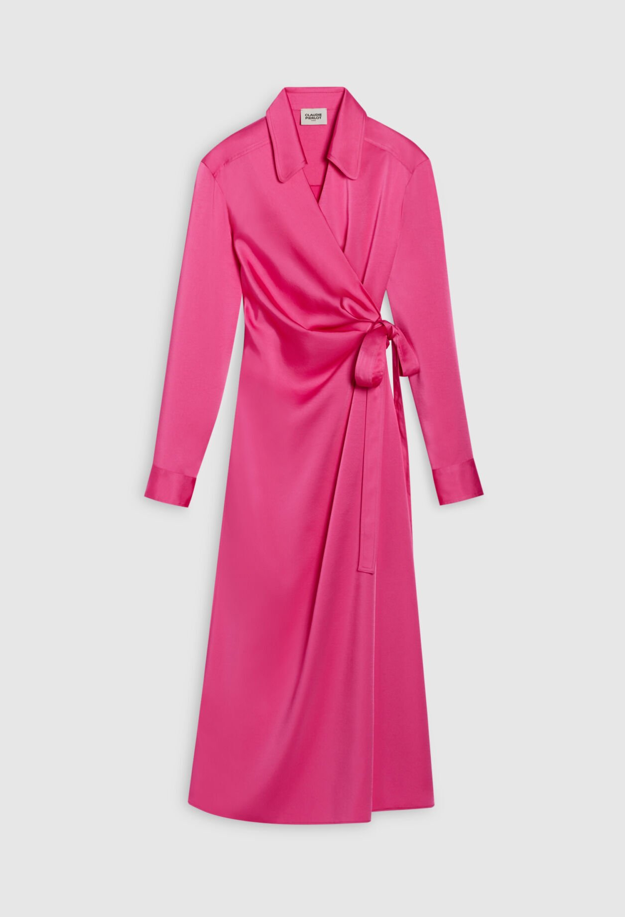 Robe midi portefeuille rose 
