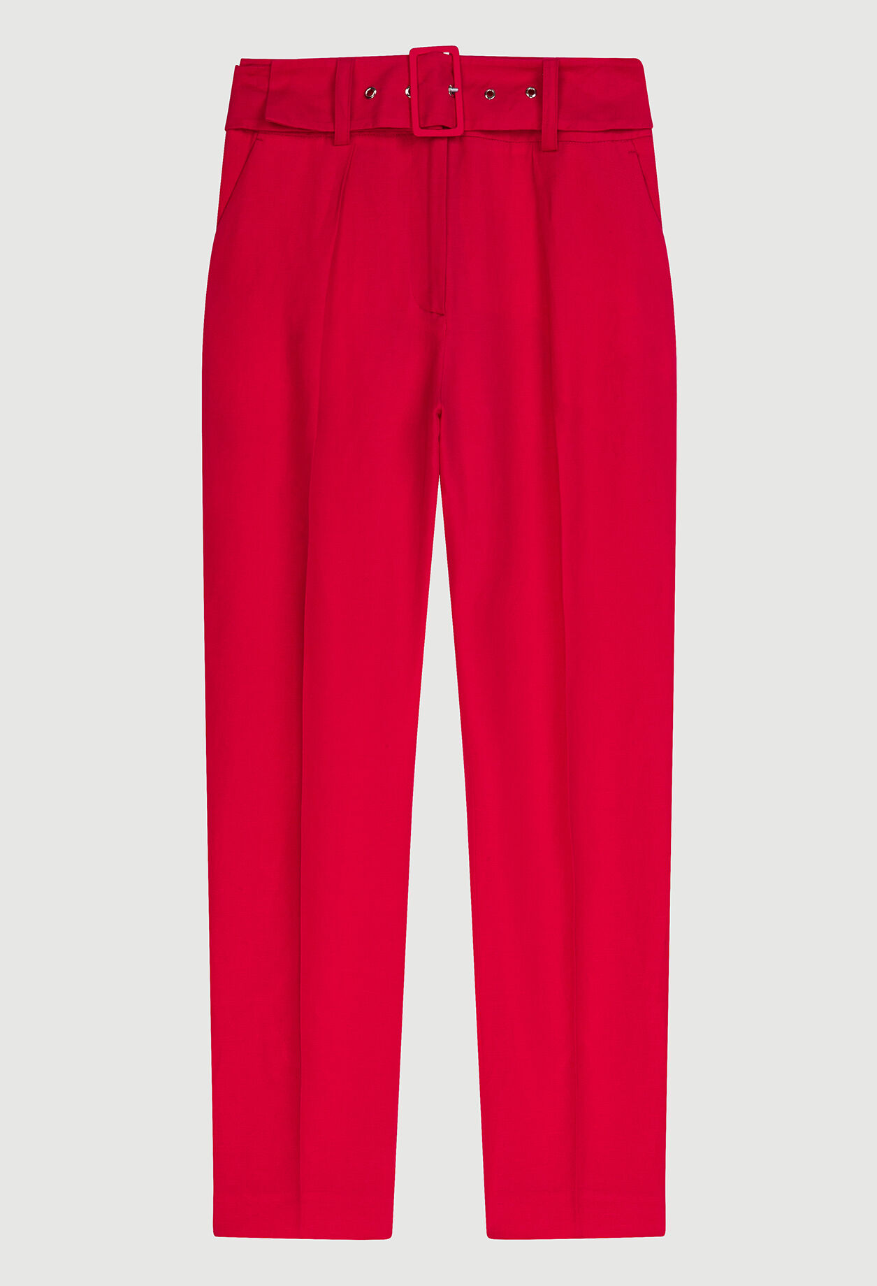 Pantalon de tailleur ceinturé fushia