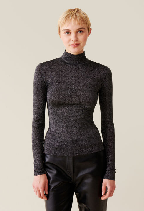 Sous-pull jersey brillant col haut