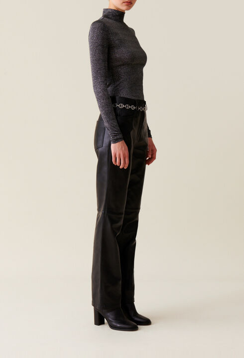 Sous-pull jersey brillant col haut