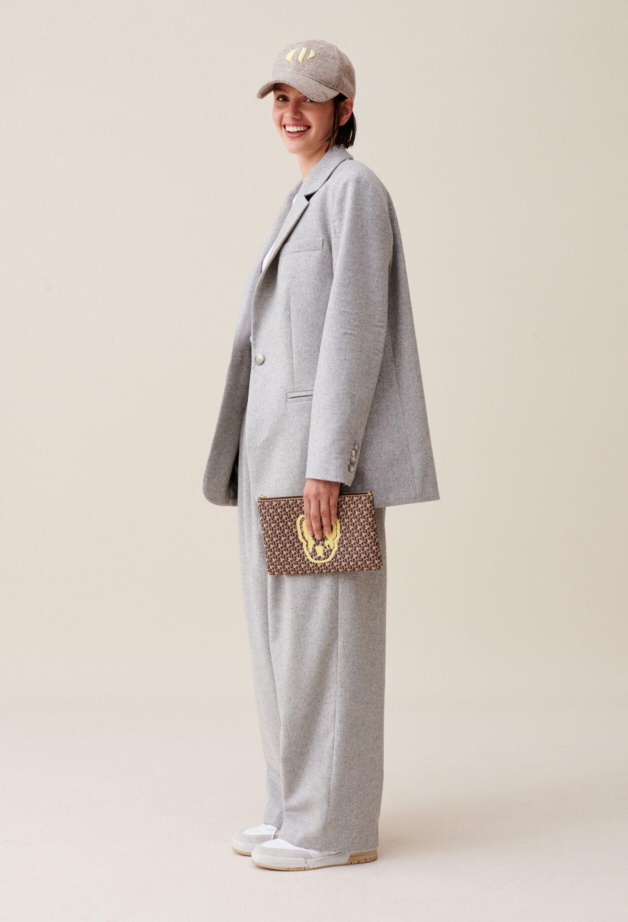 Veste tailleur gris laine mélangée