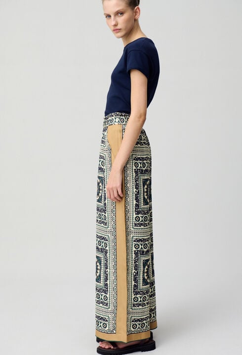 Pantalon large fluide imprimé