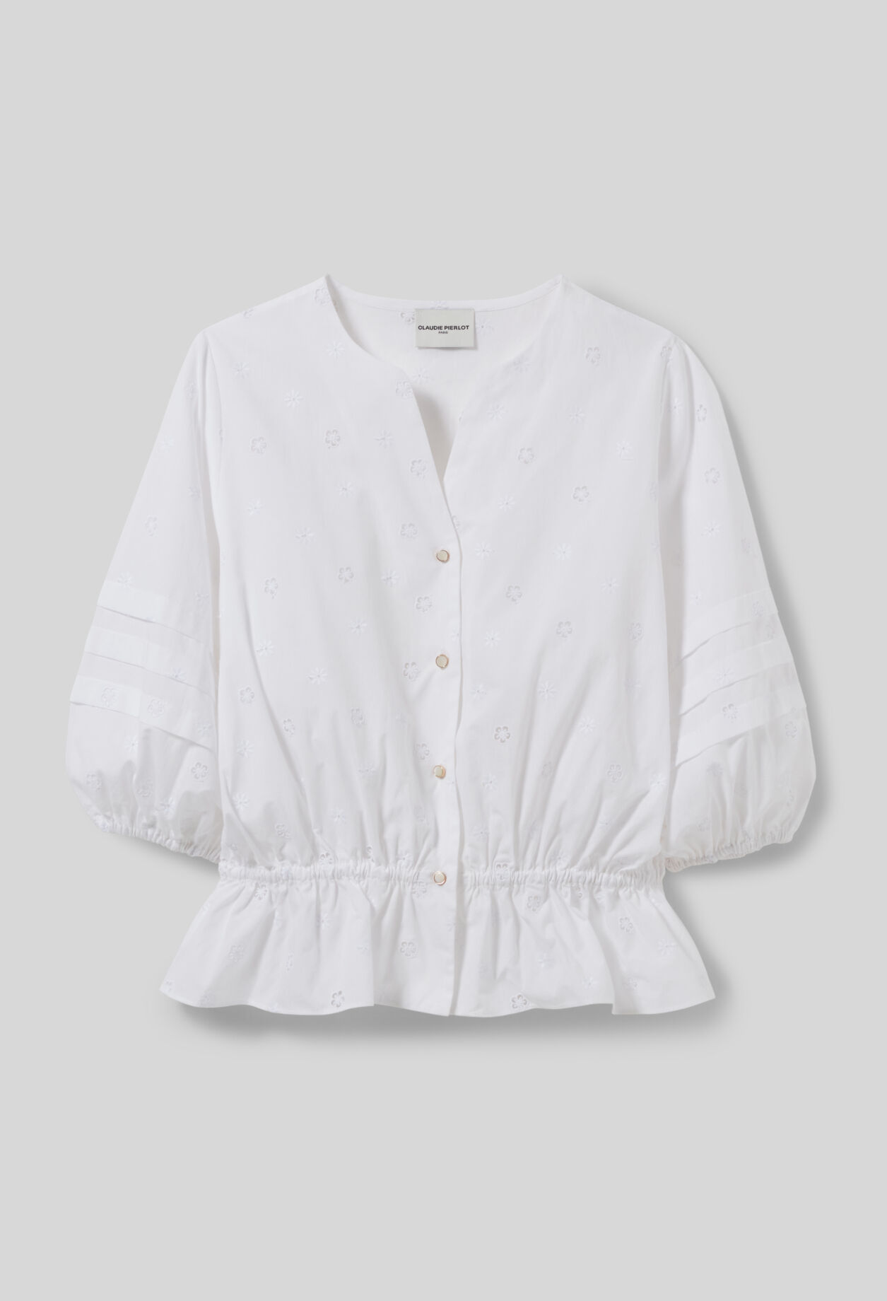 Chemise élastiquée brodée