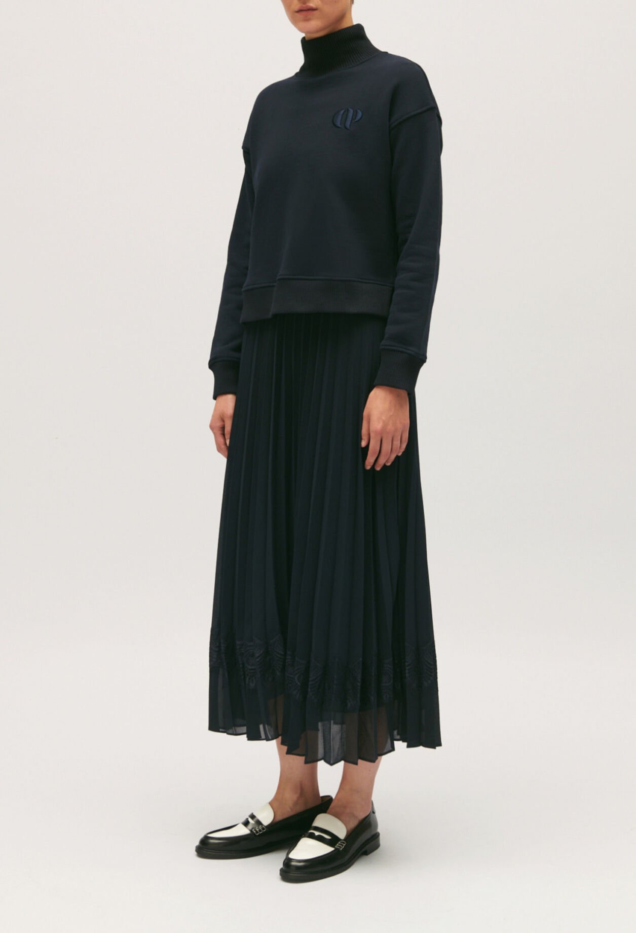 Robe Teli midi trompe l'œil bleu marine