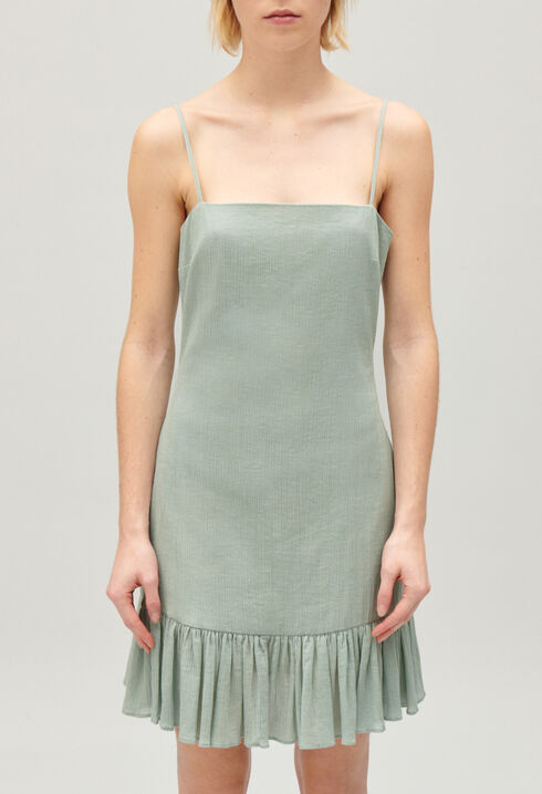 Robe courte volant&eacute;e amande
