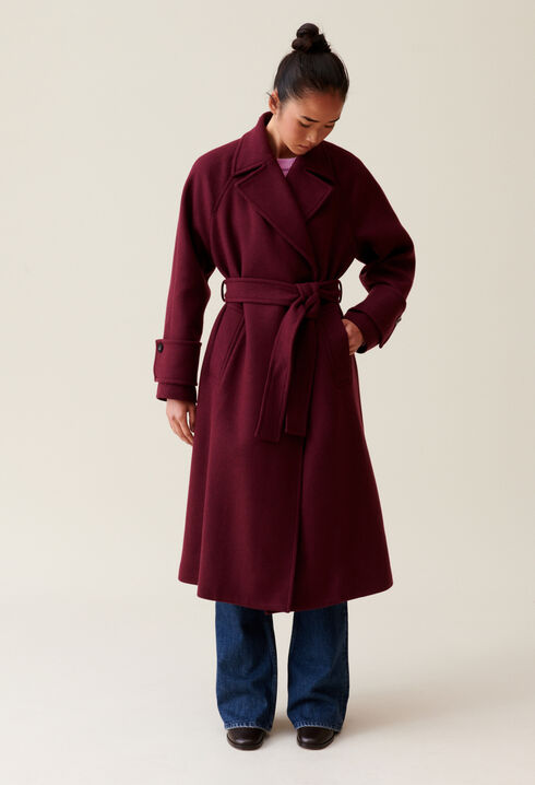 Manteau long esprit trench bordeaux