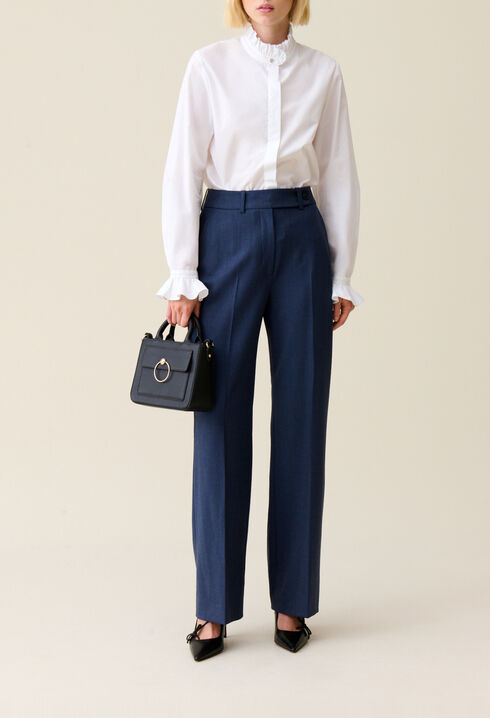 Chemise blanche col volant&eacute;