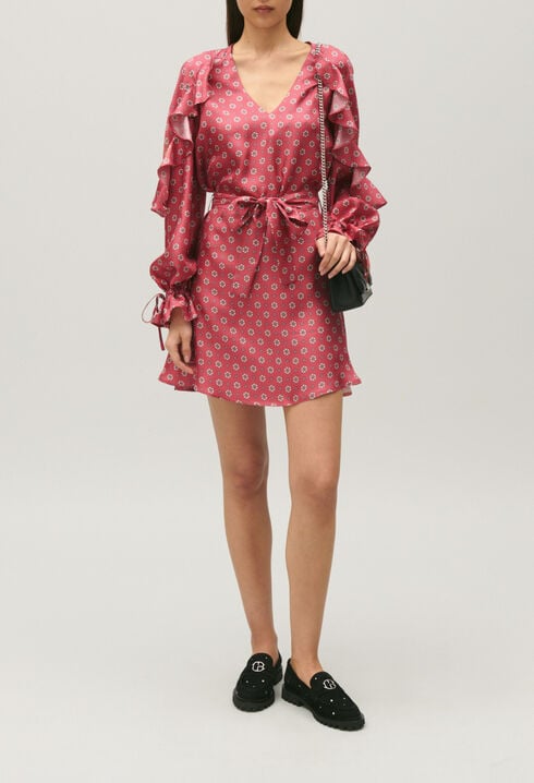 Robe courte satinée imprimée
