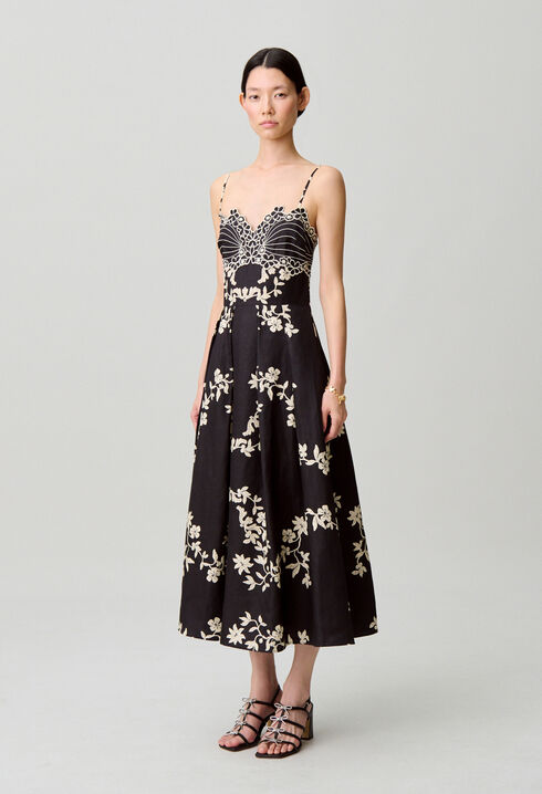 Robe bretelles broderies florales