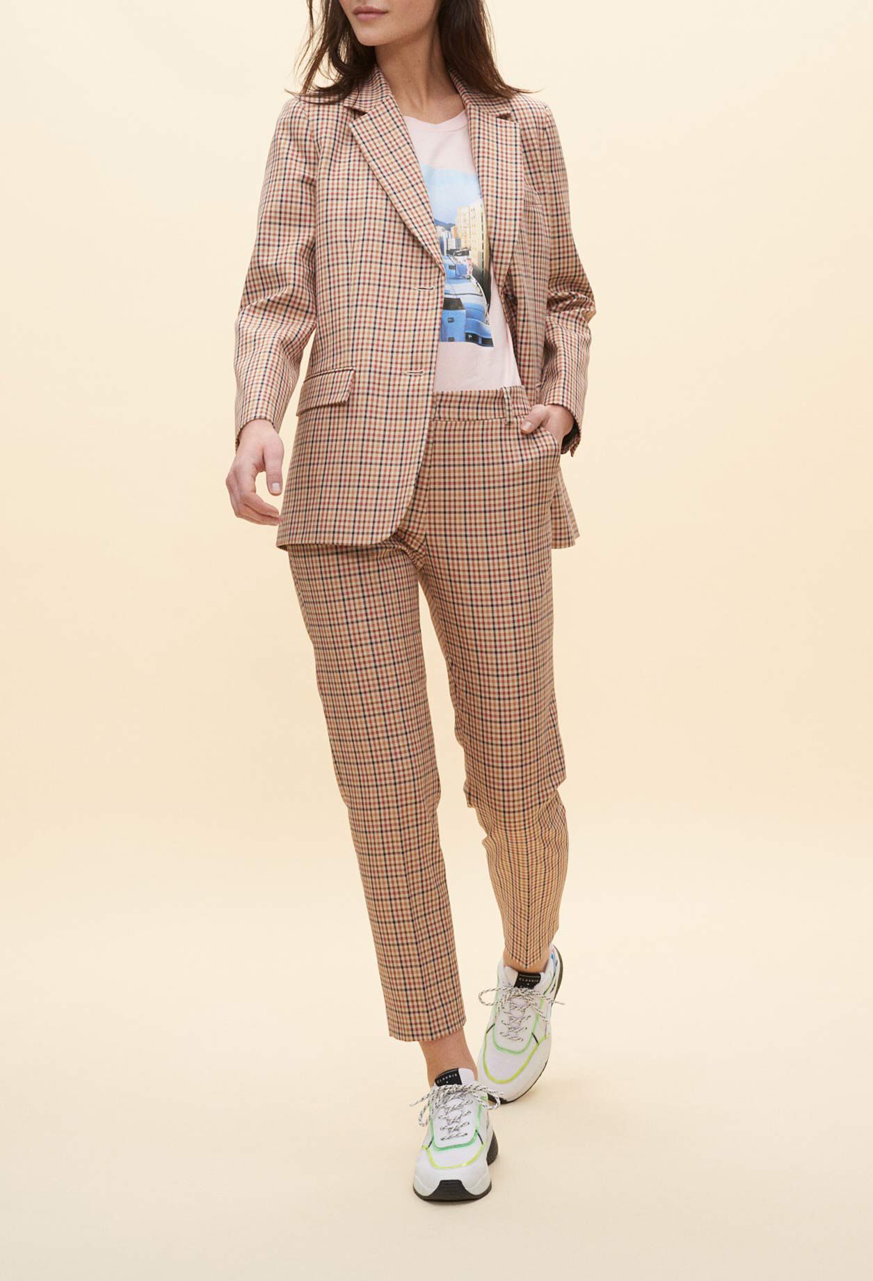 Pantalon droit à carreaux