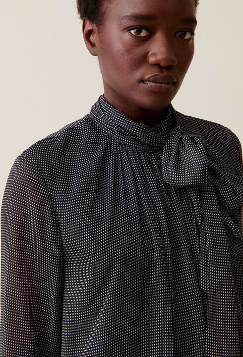Blouse lavallière carreaux fluide