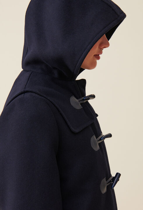 Manteau court capuche bleu marine