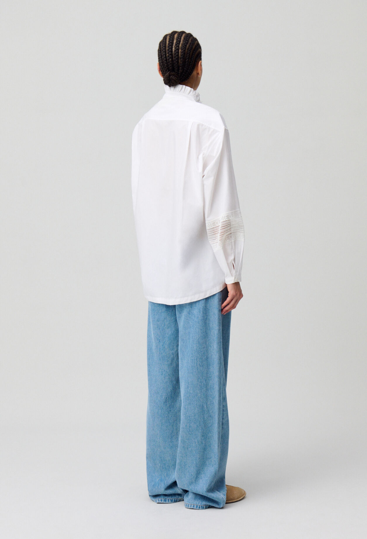 Chemise coton col volanté