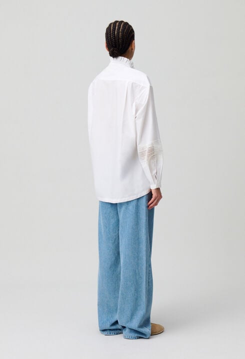Chemise coton col volanté